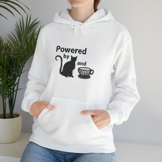 Hooded Sweatshirt Powered by cats and Coffee